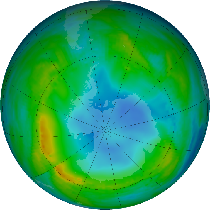 Antarctic ozone map for 24 May 1983